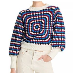 NWT Farm Rio Crocheted Sweater Multicolored